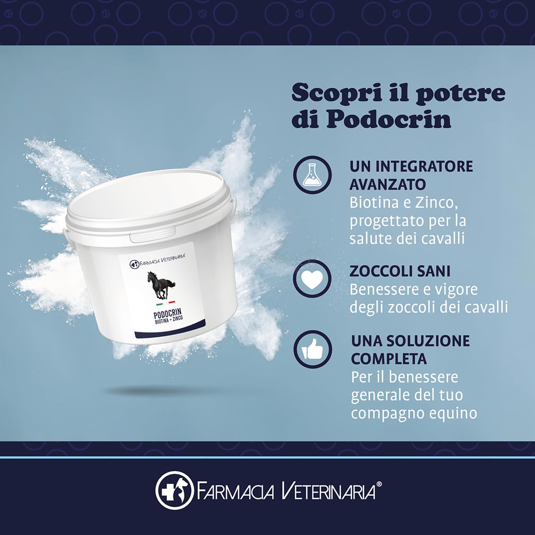 Podocrin - Biotina + Zinco per Cavalli - Zoccoli Forti e Criniera da Sogno