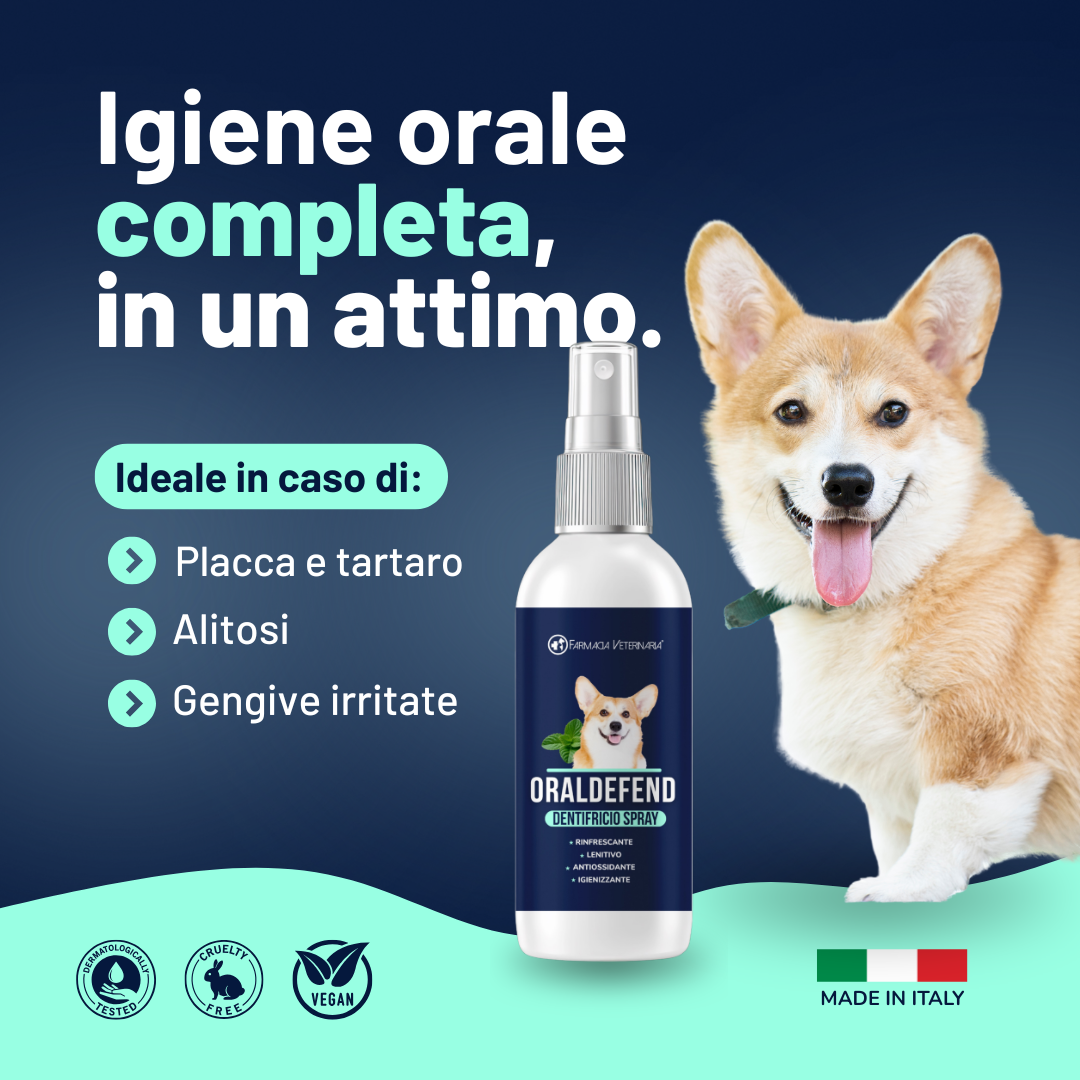 Oraldefend Dentifricio Spray: Igiene Orale Quotidiana per Cani – Alito Fresco e Protezione Naturale