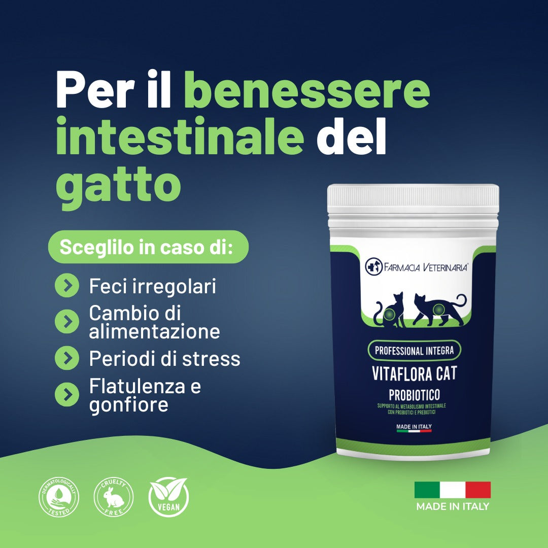 Vitaflora Cat: Probiotico e Prebiotico in Polvere per Gatti - Integratore Altamente Appetibile contro Carenze e Stress